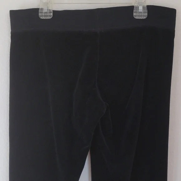 Y2K Juicy Couture Black Velour Track Pants Wide Leg Low Rise Graphic Logo Sz XS - Picture 4 of 6